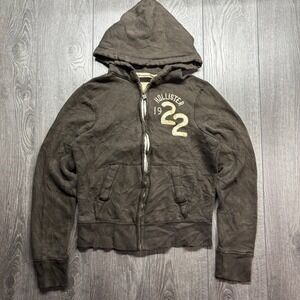 Hollister California Brown Full Zip Hoodie Small Y2K 1922 Graphic Sweatshirt